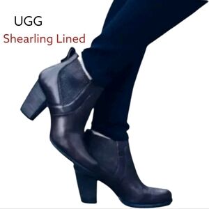 UGG Shearling Water Resistant Cobie II Leather Ankle Heel Boot Shoe Women 8.5